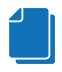 Blue icon of two overlapping sheets of paper, resembling a document copy or duplicate symbol, with the front pages top-right corner folded down.