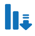 Blue icon showing two vertical bars of different heights next to a downward-pointing arrow with two horizontal lines, representing a decrease or decline.
